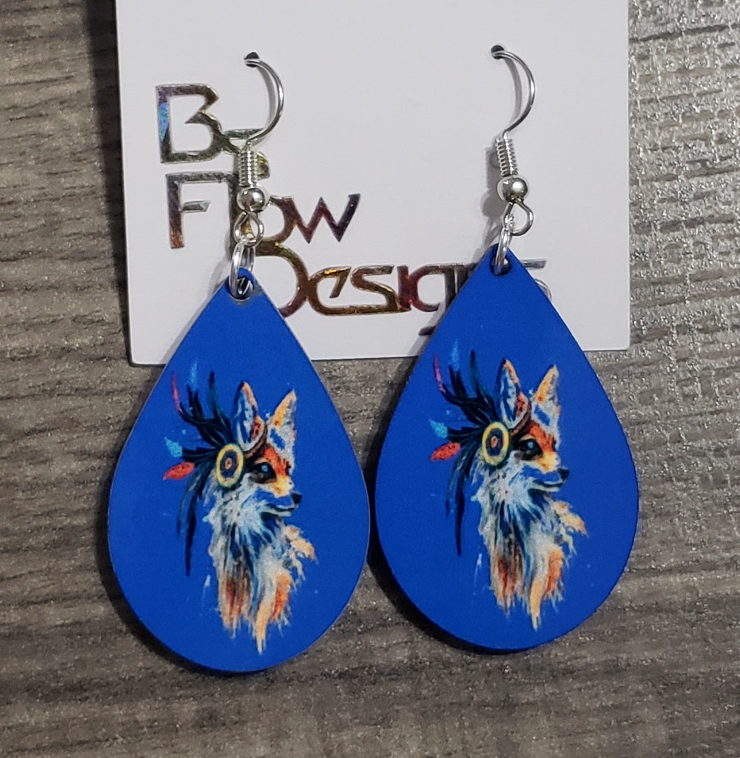 Fancy Fox in Blue Earrings