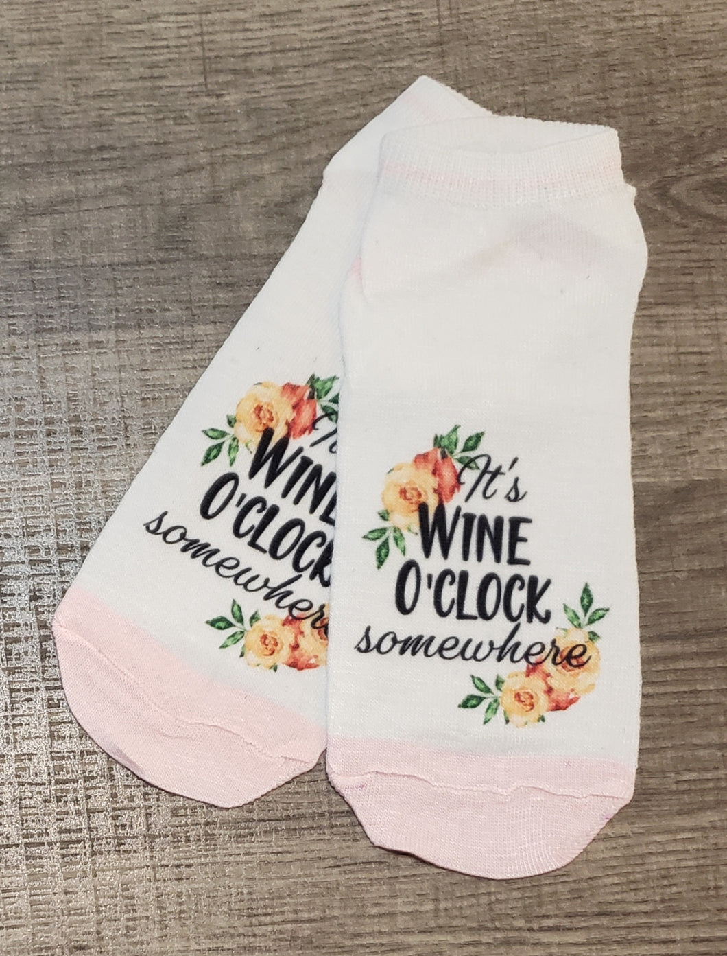 Light Pink Stripe and Toe Ankle Socks - Wine O'Clock