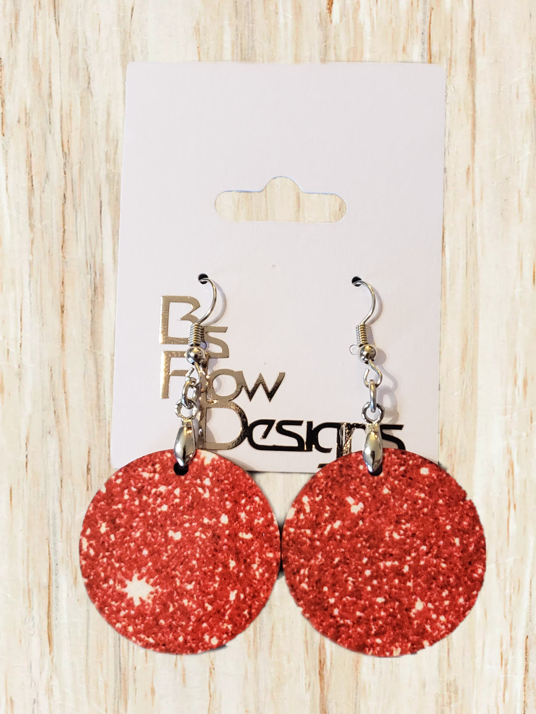 Red Sparkle Circle Earrings