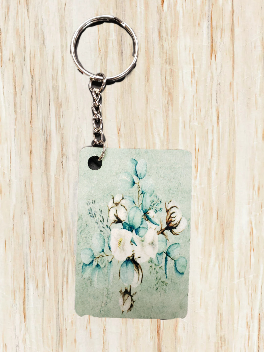 Key Chain Shades of Blue Floral