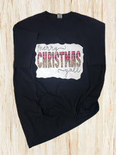Load image into Gallery viewer, Merry Christmas Y&#39;all on Black Short Sleeve T-Shirt
