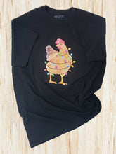 Load image into Gallery viewer, Christmas Chicken on Black Short Sleeve TShirt
