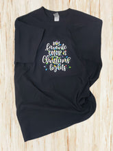 Load image into Gallery viewer, My Favorite Color is Christmas Lights on Black Short Sleeve T-Shirt

