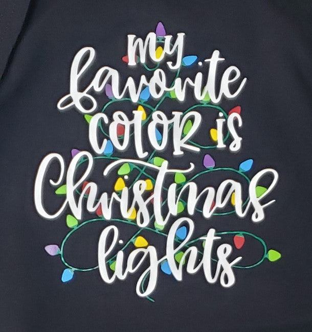 My Favorite Color is Christmas Lights on Black Short Sleeve T-Shirt
