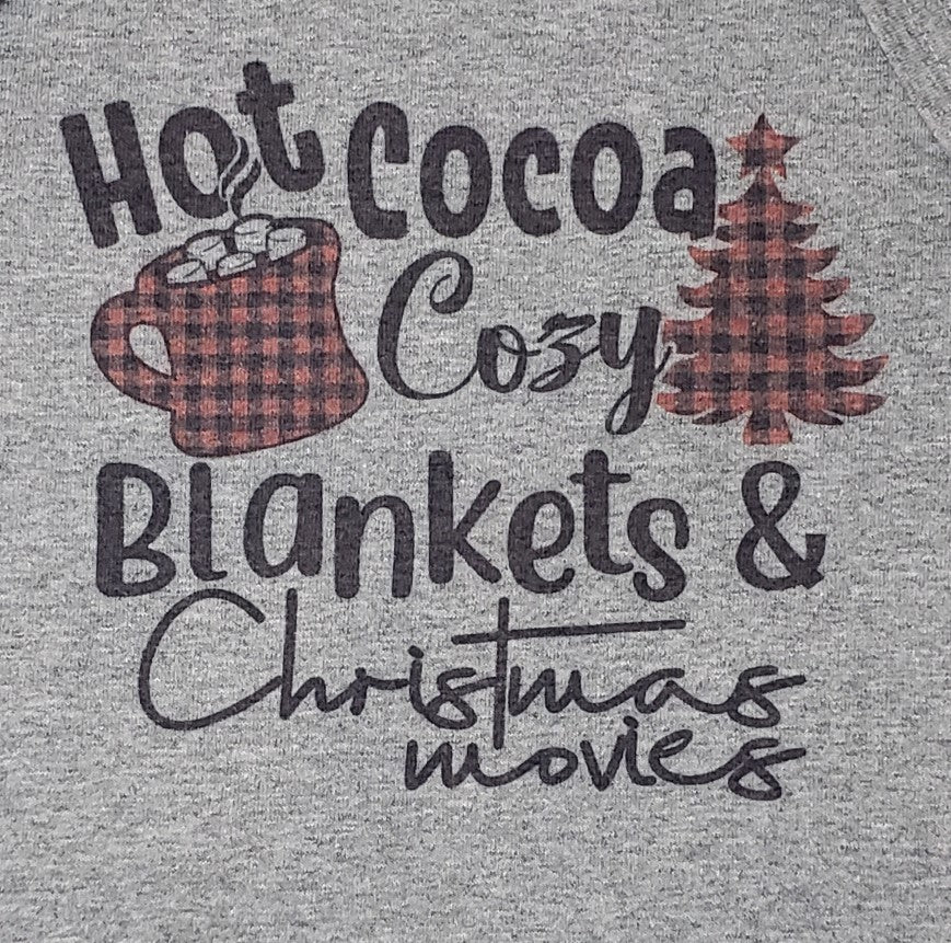 Hot Cocoa, Cozy Blankets & Christmas Movies on Gray Short Sleeve T-Shirt