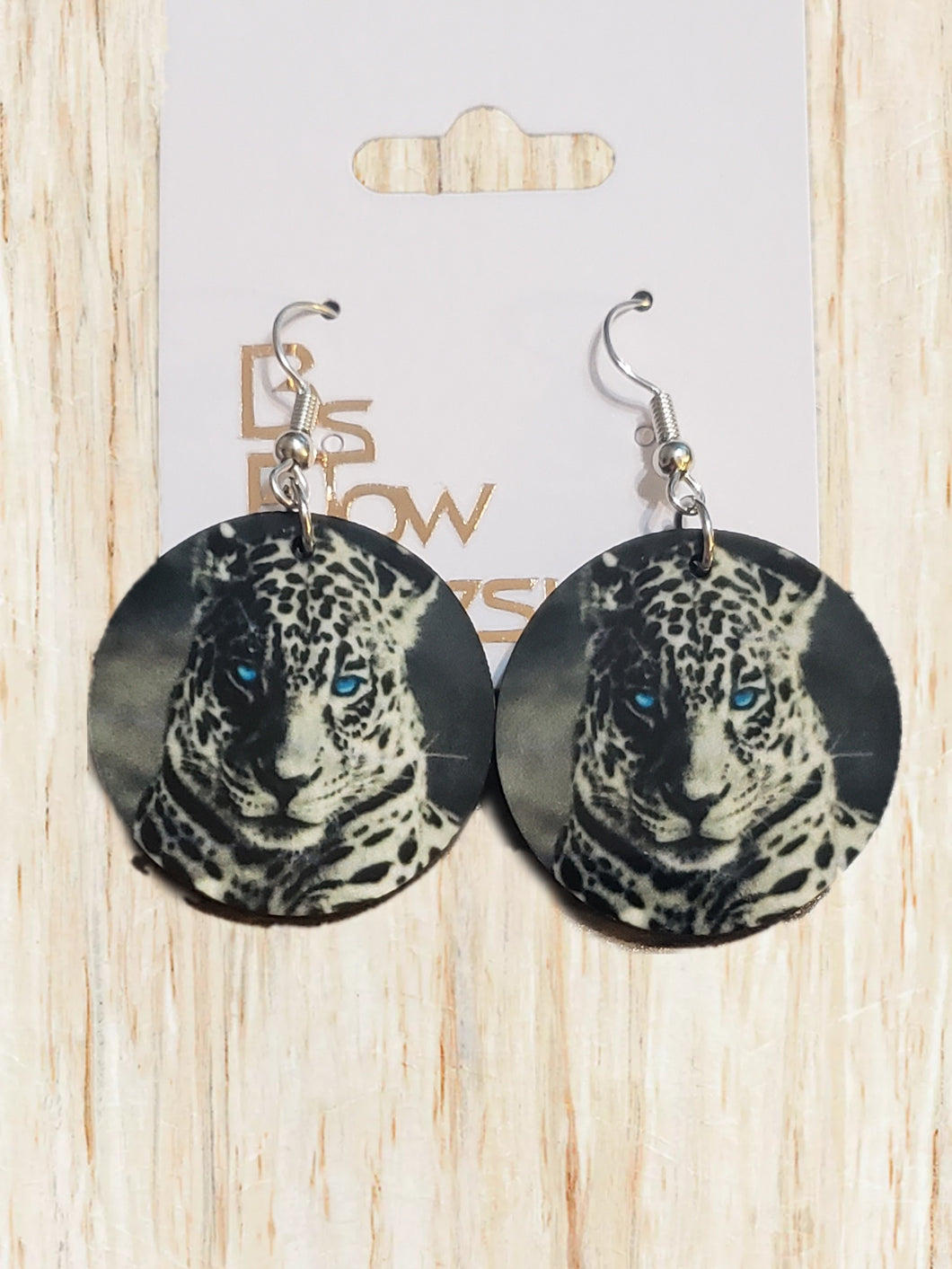 Round Adult Snow Leopard Earrings
