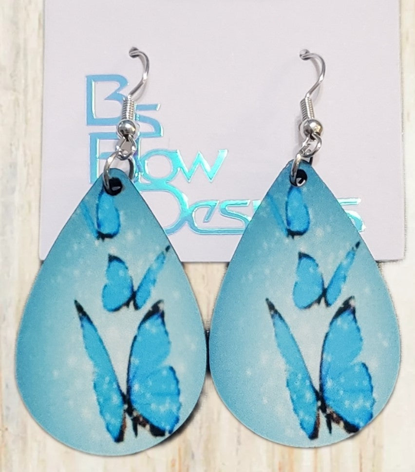 Blue on Blue Butterflies Earrings